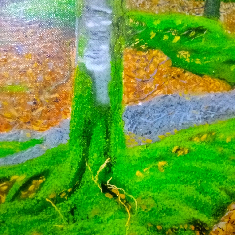 Oil painting, winter tree